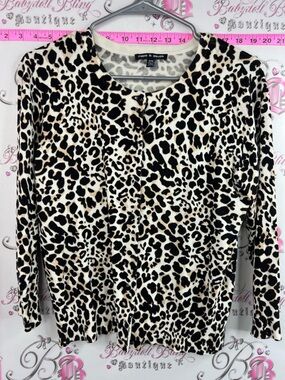Cable & Gauge cardigan cheetah leopard Black and Cream Leopard-Print Cardigan